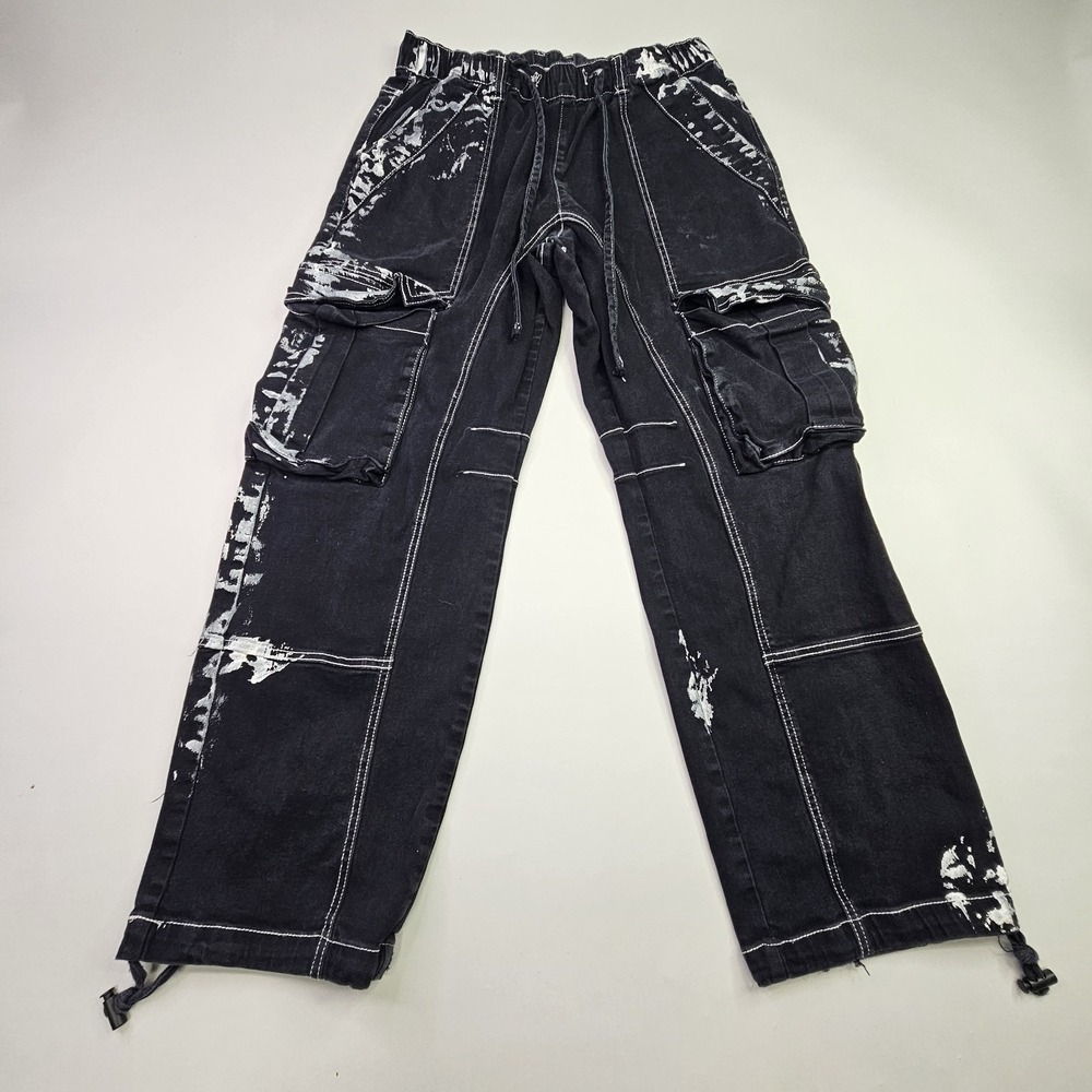 Rockstar Original Cargo Pants Men S Black White Paint Splatter Contrast
